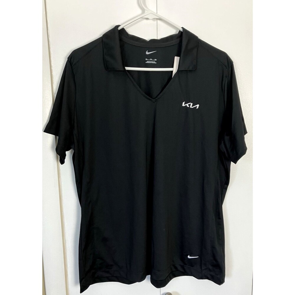 Nike Women's Dri-Fit Vertical Mesh Polo Black Size XXL NWT